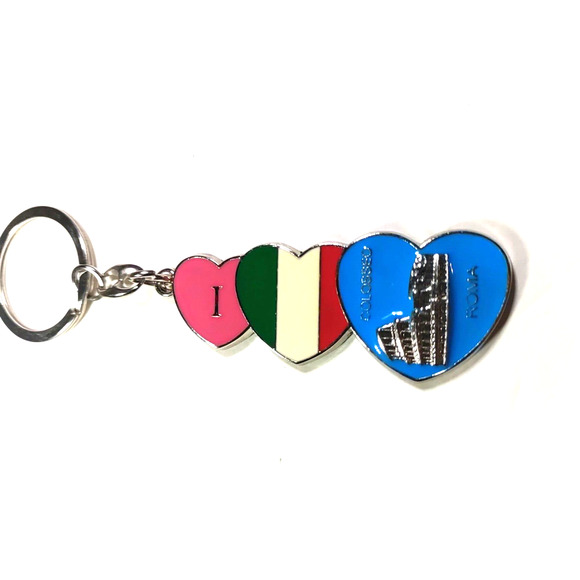 I Love Roma Metal Keychain Flag Colors - Picture 2 of 6